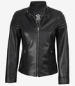 Carrie Black Leather Jacket for Women