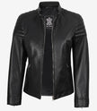 Carrie Black Leather Jacket for Women