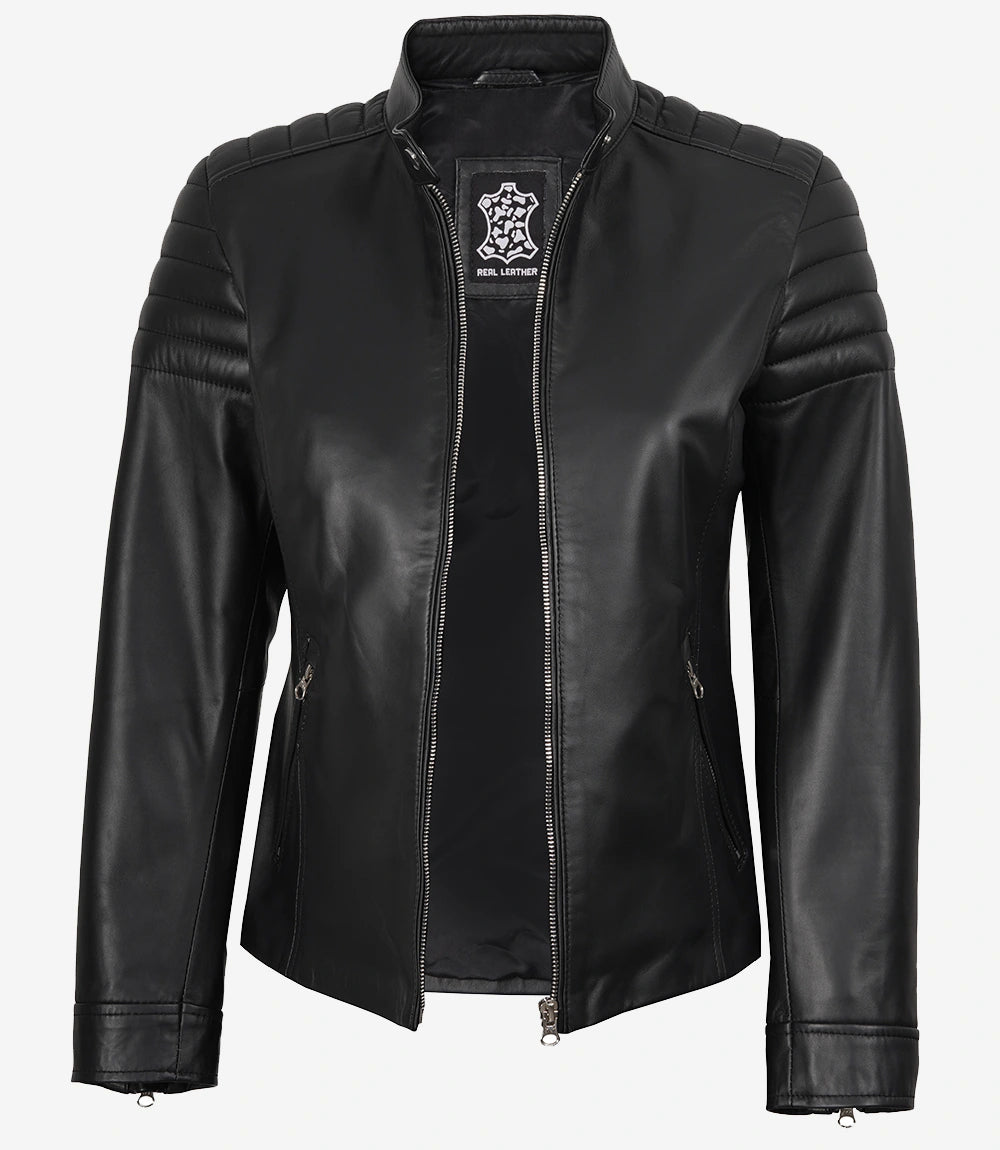 Carrie Black Leather Jacket for Women