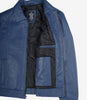Mens Shirt Collar Blue Leather Jacket