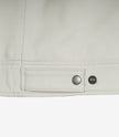 Mens Shirt Collar White Leather Jacket