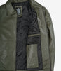 Mens Shirt Collar Green Leather Jacket