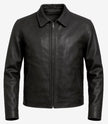Mens Classic Black Harrington Leather Jacket