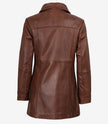 Womens Cognac 3 4 Length Leather Coat