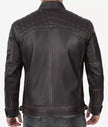 Mens Tall Distressed Brown Biker Leather Jacket