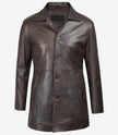 Winchester Distressed Brown Rust Car Coat Mens Shirt Collar Leather Jacket