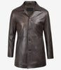 Winchester Distressed Brown Rust Car Coat Mens Shirt Collar Leather Jacket