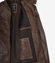 Dodge Men's Waxed Chocolate Brown Biker Style Leather Jacket
