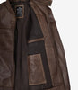 Dodge Men's Waxed Chocolate Brown Biker Style Leather Jacket