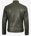 Dodge Olive Green Biker Style Leather Jacket for Men