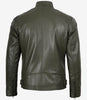 Dodge Olive Green Biker Style Leather Jacket for Men