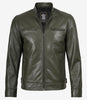Dodge Olive Green Biker Style Leather Jacket for Men