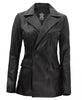 Black Double Breasted Leather Coat Women