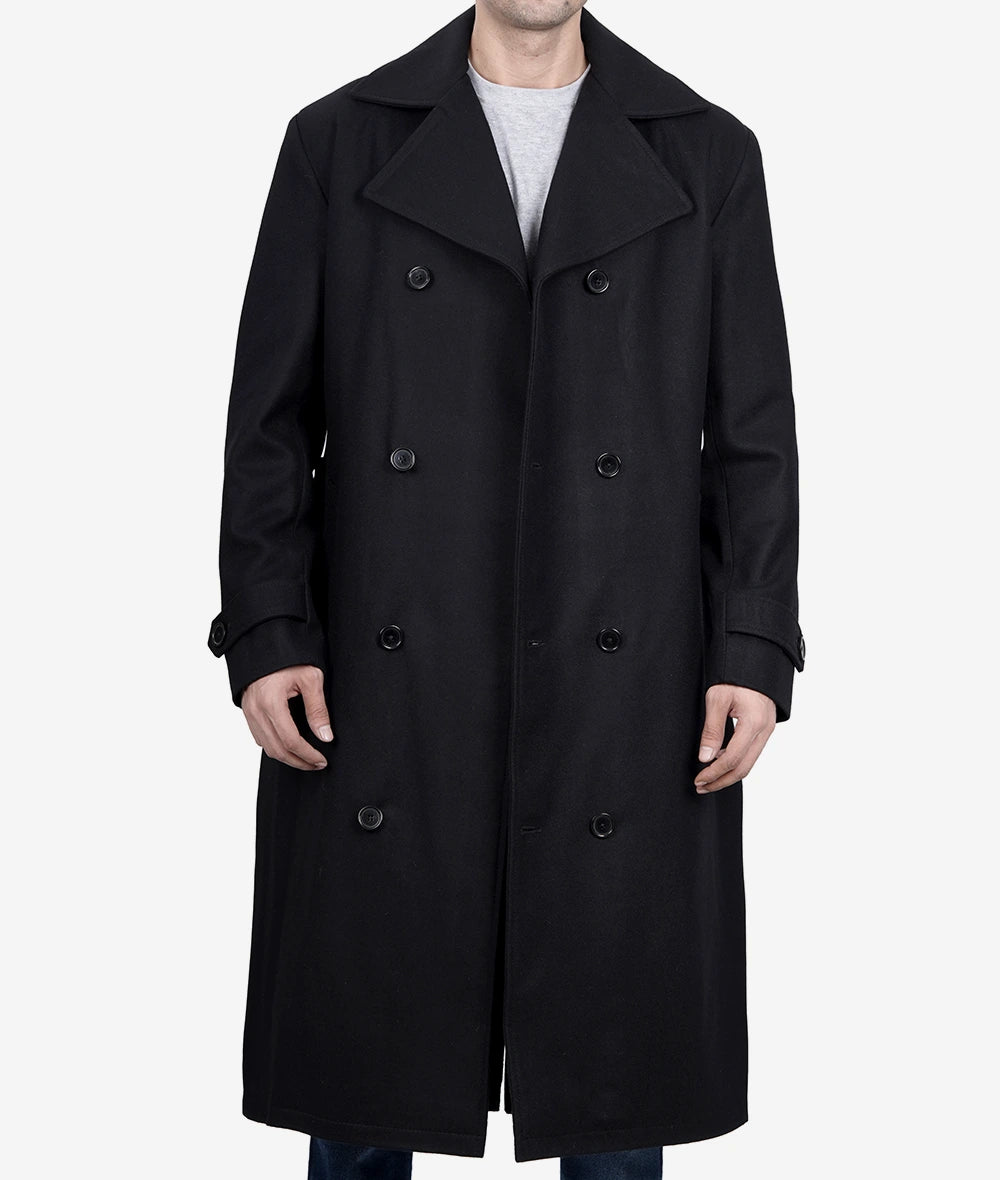 Black Long Wool Overcoat Mens