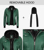 Womens Green Hooded Bomber Leather Jacket