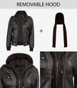 Womens Rub Off Brown Hooded Bomber Leather Jacket
