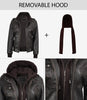 Womens Rub Off Brown Hooded Bomber Leather Jacket