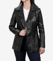 Womens 3 4 Length Black Leather Coat