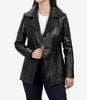 Womens 3 4 Length Black Leather Coat