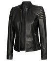 Carrie Womens Slim Fit Leather Jacket Black