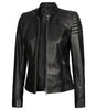 Carrie Womens Slim Fit Leather Jacket Black