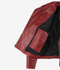 Womens Asymmetrical Red Leather Moto Jacket