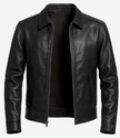 Mens Classic Black Harrington Leather Jacket