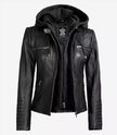 Womens Tall Black Leather Jacket With Hood