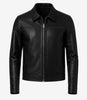 Mens Black Shirt Collar Leather Jacket