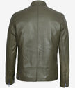 Mens Biker Racer Dark Green Leather Jacket
