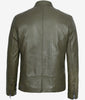 Mens Biker Racer Dark Green Leather Jacket