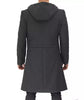 Mens Knee Length Grey Hooded Wool Coat