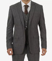 Grey Three Piece Two Button Suit Mens