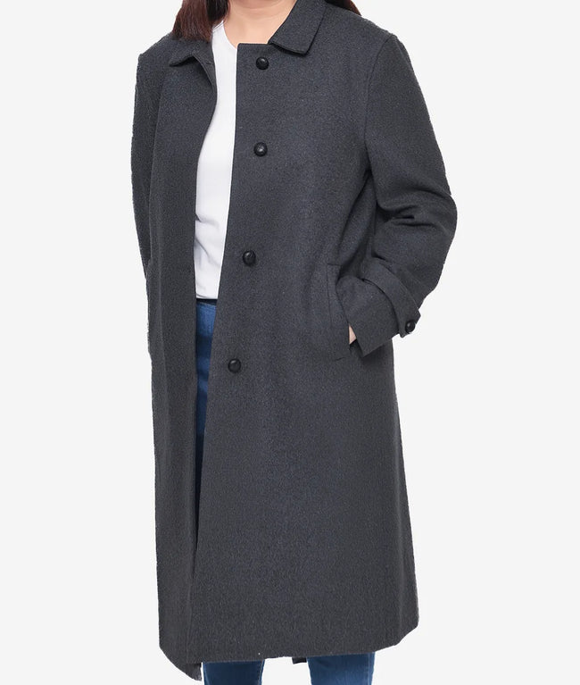 Womens Charcoal Grey Wool Overcoat