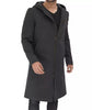 Mens Knee Length Grey Hooded Wool Coat