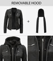 Womens Tall Black Leather Jacket With Hood