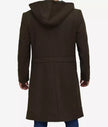 Mens Dark Green Hooded Wool Coat