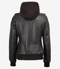 Womens Rub Off Brown Hooded Bomber Leather Jacket