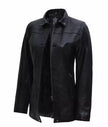 Womens Black Leather Car Coat