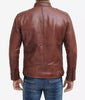 Mens Tall Cognac Brown Leather Cafe Racer Jacket