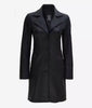 Womens Tall Wide Collar 3 Quarter Black Leather Coat