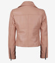 Womens Real Lambskin Leather Pink Moto Jacket