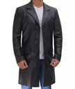 Mens Cowhide Black Long Leather Coat
