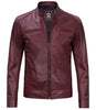 Mens Lambskin Maroon Cafe Racer Leather Jacket