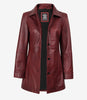 Womens Real Leather Maroon Coat