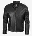 Men's Black Lambskin Leather Biker Style Jacket