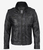 Men's Classic Black Leather Biker Style Jacket