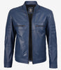 Men's Blue Biker Style Leather Jacket
