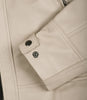 Men's Biker Style Beige Leather Jacket - Quilted Shoulder