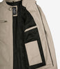 Men's Biker Style Beige Leather Jacket - Quilted Shoulder